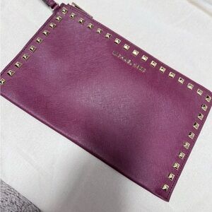Michael Kors Plum Wristlet with Gold Accents